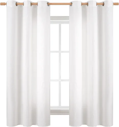Vista 32 de BGment Cortinas de Lino Beige de 63 Pulgadas de Largo 2 Paneles - Tratamientos para Ventanas con Textura de Arpillera Filtrantes de Luz Cortinas
