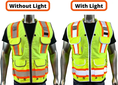 Vista 4 de REXZUS A Chaleco Reflectante Clase 2 Heavy Woven Dos Tonos Ingeniero Hi Viz Chaleco de Seguridad 3M 8712 Cinta