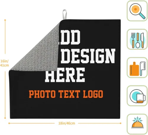 Vista 3 de Tapete de secado de platos personalizado para encimeras de 18 x 16 pulgadas, almohadilla protectora personalizada para escurridor de platos con lazo
