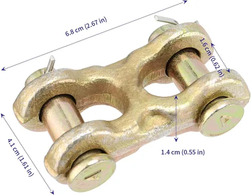 Vista 2 de SOUJAP 4 paquetes de eslabones de horquilla gemela de 3/8 pulgadas, enlaces de reparación de cadena de seguridad forjados G70 chapados en zinc