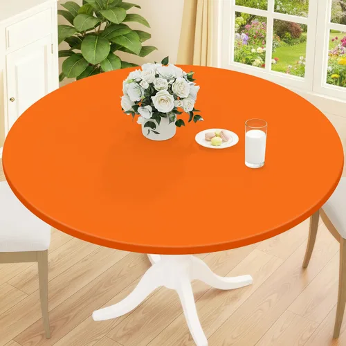 Vista 36 de Smiry Mantel redondo de pícnic, fundas de mesa elásticas impermeables para mesas de 18 a 24 pulgadas, manteles de vinilo con parte trasera