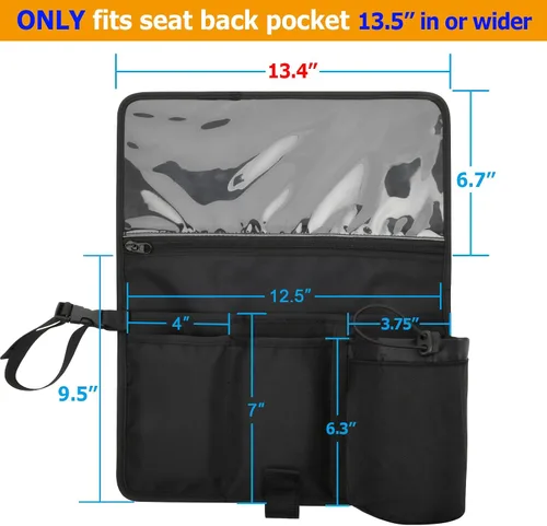 Vista 2 de Cosmos Organizador de respaldo de asiento de avión, artículos esenciales de viaje, bolsa de almacenamiento para asiento de aerolínea, bolsillos