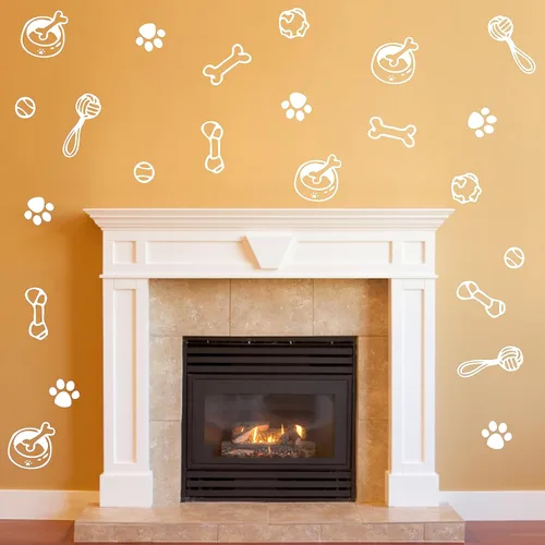 Vista 7 de Calcomanías de pared con diseño de pata de perro, juguete de perros, calcomanías de pared de vinilo extraíbles, calcomanías de huellas de perros