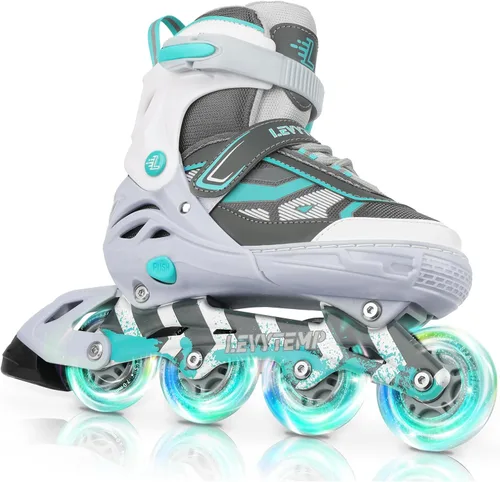 Vista 11 de Patines en línea ajustables para niños y adultos, patines al aire libre para principiantes con todas las ruedas iluminadas para niñas, niños