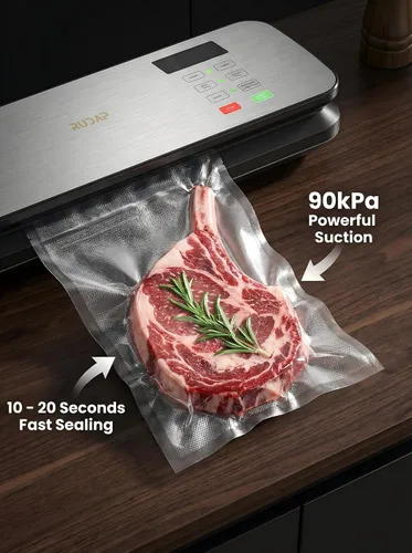 Vista 3 de Sellador al vacío para alimentos, potente máquina selladora al vacío de 90 kPA con báscula digital de cocina, sellador al vacío de alimentos 12 en 1