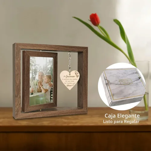 Vista 2 de EYITUPC Un nieto es alguien que alcanza tus manos pero toca tu corazón Marco de Fotos Regalos para Abuelos Primerizos, Muestra Dos Fotos de 4x6