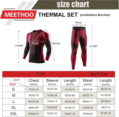 Vista 6 de MeetHoo Conjunto de ropa interior térmica para hombre, ropa de invierno para hombre, capa base de capa base larga