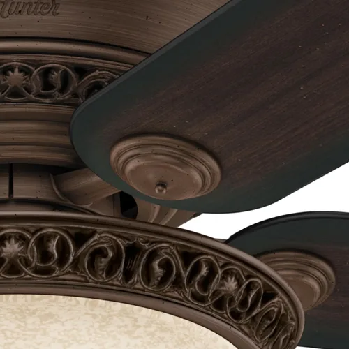 Vista 14 de Ventilador de techo con luz Hunter 53200, de 52 pulgadas, al estilo de campo italiano, color cacao