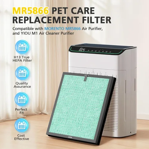 Vista 2 de Filtro de Reemplazo MR5866 Cuidado de Mascotas Compatible con Purificador de Aire MORENTO MR5866, Filtros de Filtración 4 en 1 para Habitación