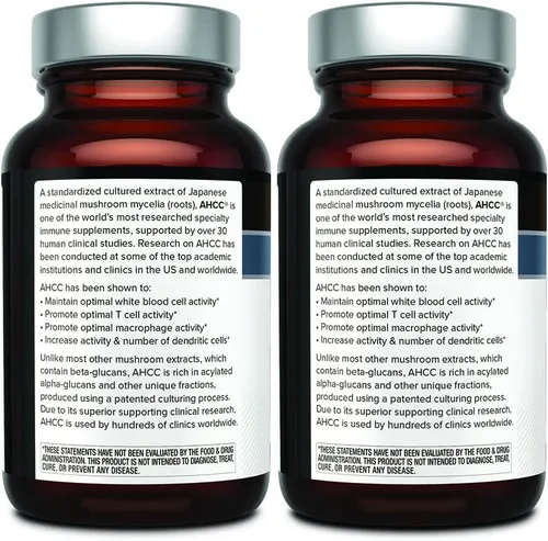 Vista 3 de Quality of Life AHCC Kinoko Platinum 750 mg - Suplemento de apoyo inmunológico premium - Paquete de 2, botellas de 60