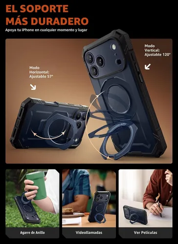 Vista 4 de SUPCASE Funda para iPhone 17 Pro Max (UBGrip Pro), [protector de pantalla de vidrio templado integrado y soporte] [cubierta de control de cámara]