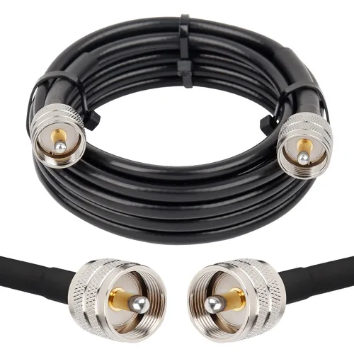 Vista 23 de MOOKEERF RG8x Cable de puente 1 pie, paquete de 2 PL259 Cable coaxial CB de puente 50 Ohm, extensión de antena CB de baja pérdida UHF PL259 macho a