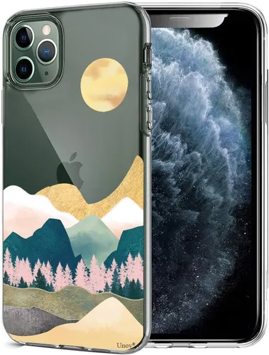 Vista 11 de Unov Funda compatible con iPhone 11 Pro, transparente, con diseño delgado, protector suave de TPU a prueba de golpes, patrón de flores en relieve
