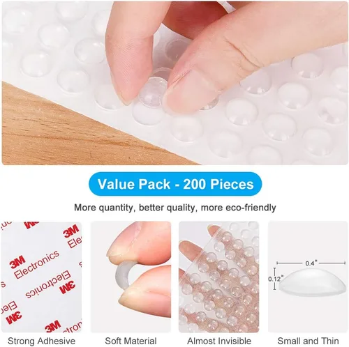 Vista 2 de FATLODA 400 piezas de parachoques de goma transparente autoadhesivos, almohadillas suaves para puerta de gabinete, amortiguadoras de sonido