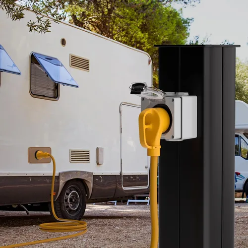Vista 8 de Caja de toma de corriente de 50 amperios Muelnmey, panel de receptáculo al aire libre resistente a la intemperie NEMA 14-50R de 125/250 voltios