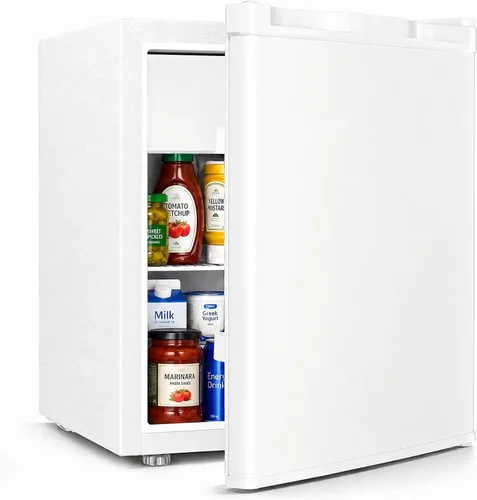 Vista 15 de Antarctic Star Mini refrigerador compacto con puerta reversible individual, estante de alambre, botón de descongelación