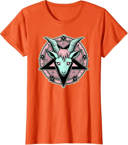 Vista 39 de Camiseta Kawaii Paste Creepy Goat Pentacle, Negro