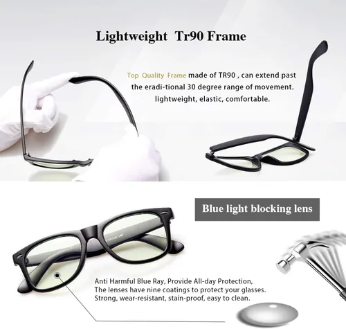 Vista 5 de GY Snail - Lentes de bloqueo de luz azul para hombres, anteojos de seguridad para juegos, alivio de fatiga ocular y mejor sueño
