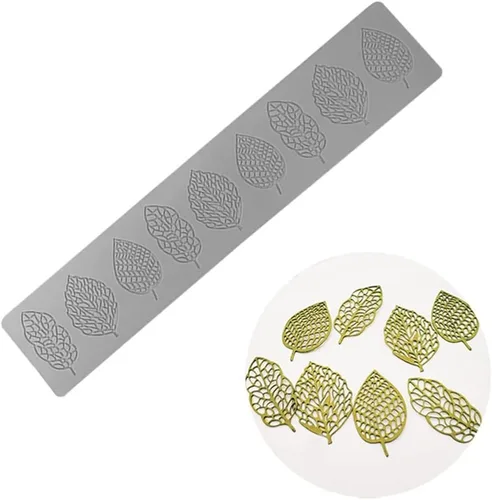 Vista 10 de Molde de encaje de hojas huecas 3D para fondant, molde de múltiples hojas y flores para dulces, chocolate, azúcar, decoración de pasteles, parte