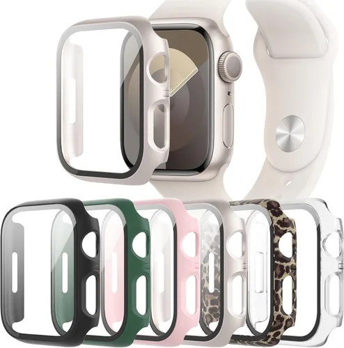 Vista 13 de 6-Pack de fundas compatibles con Apple Watch Series SE 3(2025)/SE 2/SE/6/5/4 de 40 mm con protector de pantalla de vidrio templado, funda protectora