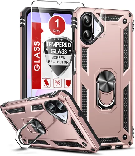 Vista 281 de LeYi Funda para Samsung Galaxy A05 (no compatible con A05S) con protector de pantalla y protector de lente de cámara, funda resistente de grado Negro