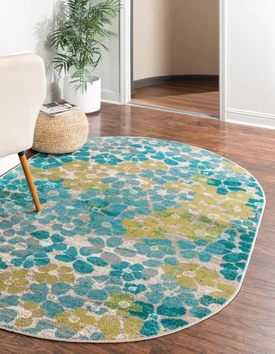 Vista 17 de Unique Loom Azalea Collection - Alfombra de área - Encore (Runner 2' 0" x 6' 0", azul/marfil)