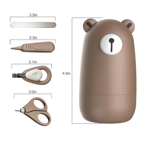 Vista 6 de Juego de cortaúñas para bebés, conjunto de manicura para bebés y pedicura con estuche lindo. Set de regalo para recién nacidos, bebés y niños