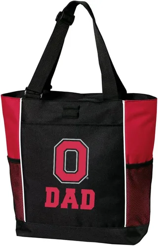 Vista 8 de Broad Bay Official Ohio State Tote Bag Zippered Travel Carryall Buckeyes Logo, 600D Polyester Canvas, Adjustable Web Handles, Front Pocket, Side