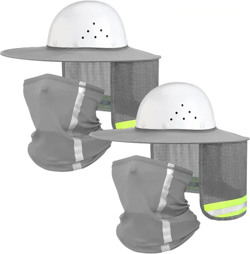 Vista 12 de SATINIOR 4 unidades de sombrero duro para sombrero de alta visibilidad, visera de sol y polaina para el cuello, bandana con tira reflectante, Negro