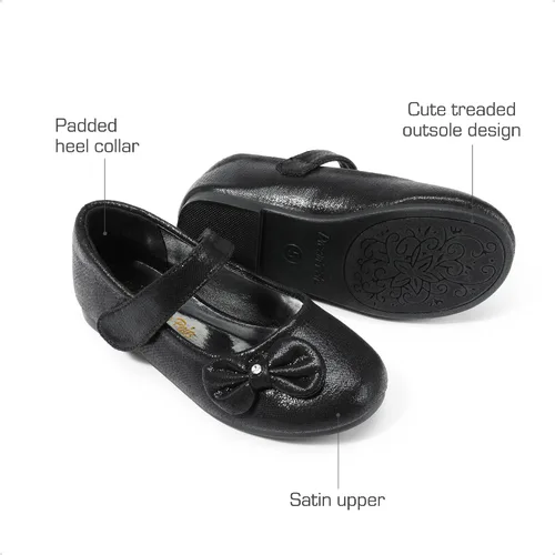 Vista 3 de DREAM PAIRS Zapatos de vestir Mary Jane para niñas pequeñas, uniformes escolares para niñas, zapatos de bailarina con lazo
