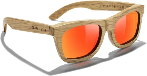 Vista 5 de MERRY'S Gafas de sol polarizadas de madera para hombre 100% UV vintage Eyewear S5140