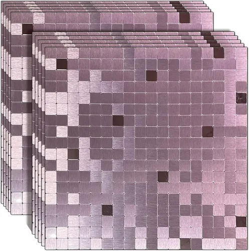 Vista 12 de XUANINY Azulejo autoadhesivo de metal para salpicaduras, azulejo despegar y pegar para cocina, superficie de aluminio cepillado para salpicaduras