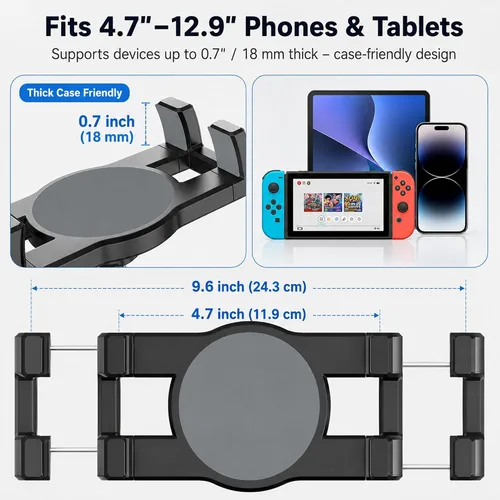 Vista 3 de Keuvirya Soporte de Tableta de Servicio Pesado para Camión y Vehículo, Soporte de Tableta con Base de Perforación para Camión con Brazo de Aluminio