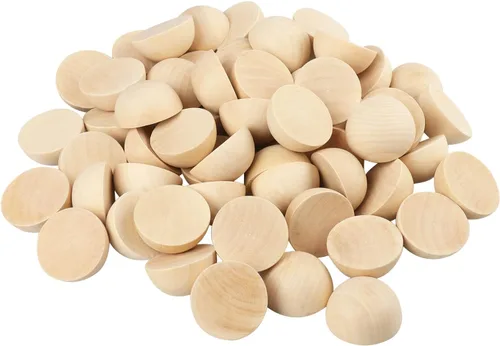 Vista 8 de 60 bolas de madera de 2 pulgadas, bolas de madera divididas, medias esferas de madera, bolas semicirculares, adecuadas para pintura, vidrio, varios
