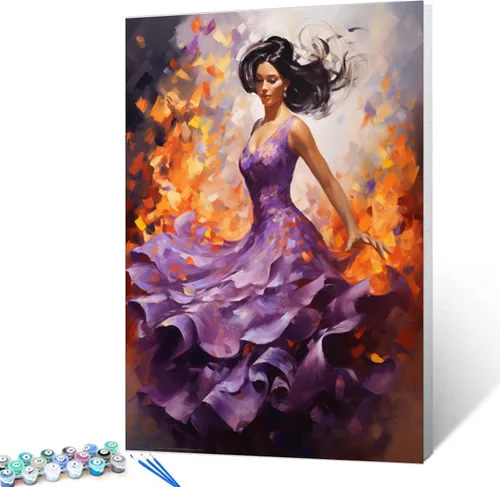 Vista 2 de Kit de pintura por números, lienzo de 16 x 20 pulgadas, pintura al óleo para niños, estudiantes, adultos principiantes con pinceles, pigmento