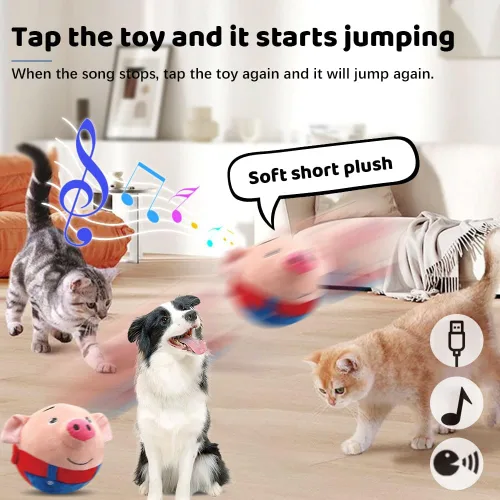 Vista 3 de ROWPOZ Juguete de peluche para mascotas en movimiento activo actualización 2025, juguete de bola chirriante para perro, juguete interactivo