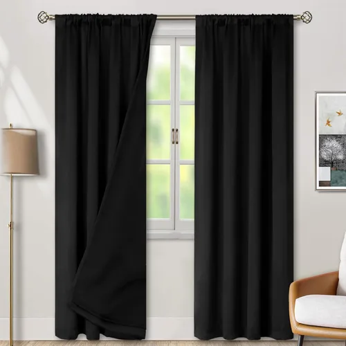 Vista 116 de BGment - Cortinas opacas para sala de estar de 63 pulgadas de largo, juego de 2 paneles, cortinas para oscurecer toda la habitación, cortinas