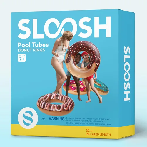 Vista 8 de Sloosh 4 Pack Inflatable Pool Floats, Pool Tube Rings, Swim Tubes, Floaties Toys, Beach Swimming Party Toys for Kids and Adults