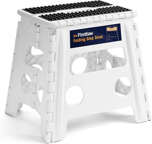 Vista 14 de Flottian Taburete plegable de 13 pulgadas para adultos y niños con capacidad para hasta 300 libras, taburetes plegables antideslizantes con asa