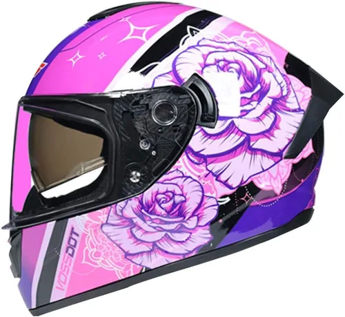 Vista 6 de Full Face Motorcycle Helmet DOT Approved Motorbike Moped Street Bike Racing Crash Helmet, Men and Women