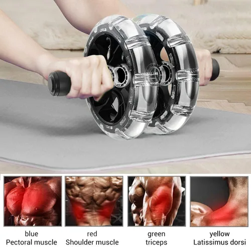 Vista 3 de HERCHR Rueda de rodillo para abdominales, kit de ruedas de ejercicio abdominal, barra de flexión, equipo de gimnasio en casa para hombres y mujeres