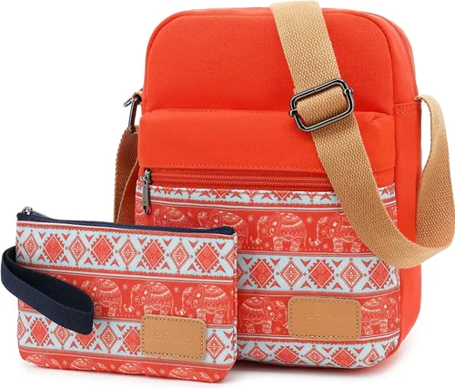 Vista 2 de Leaper - Juego de estuche y cartera bandolera de lona para niñas y mujeres