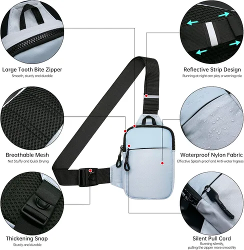 Vista 4 de Long Keeper Mini bolso bandolera Bolso cruzado pequeño impermeable para hombre y mujer, bolso casual para teléfono para viajes, senderismo