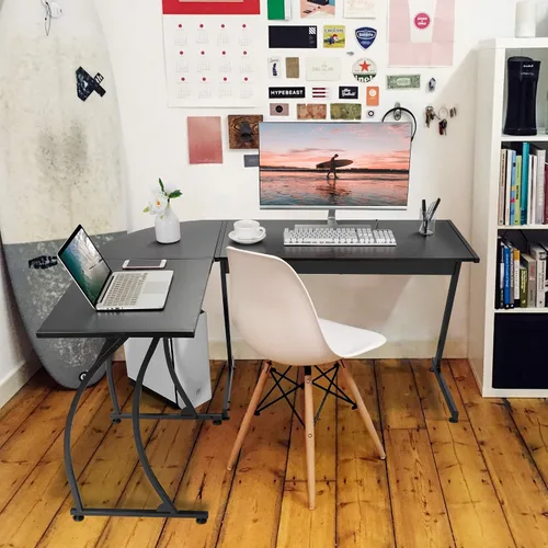 Vista 8 de ZenStyle Escritorio esquinero en forma de L de 58.1 pulgadas, para computadora, oficina en casa, mesa para computadora portátil, estación de trabajo