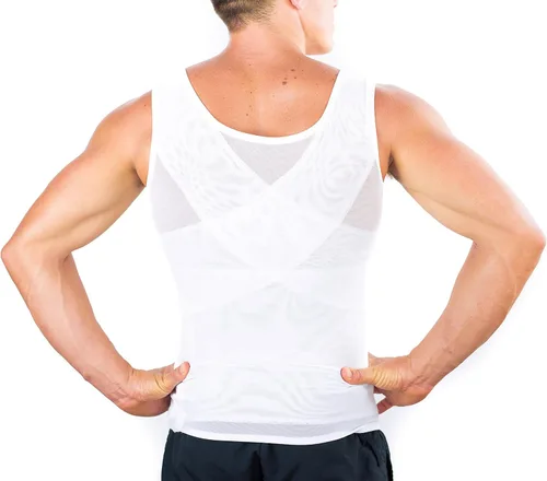 Vista 3 de Esteem Apparel Prendas de vestir para hombres, camisa de compresión para ocultar ginecomastia de pechos de hombre.