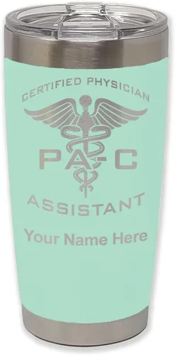 Vista 27 de LaserGram Vaso aislado al vacío de 20 onzas, asistente médico certificado PA-C, grabado personalizado incluido (negro)