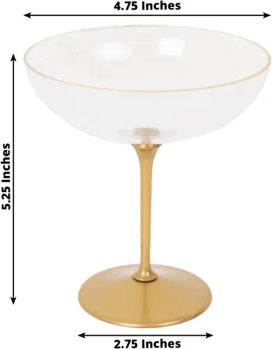 Vista 2 de Efavormart Paquete de 24 Vasos de Cóctel Desechables Premium – Copas de Champán Coupe de Plástico Transparente de 9oz con Tallo y Base Desmontables