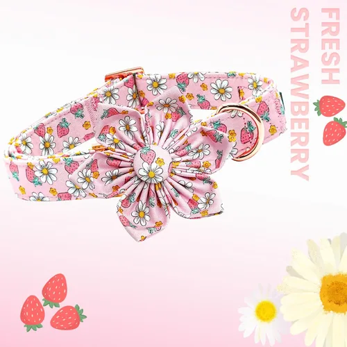 Vista 40 de Collar de perro Lionheart Glory, collar de perro rosa con flor, lindo collar para mascotas con patrón floral ajustable para perros pequeños Rosado