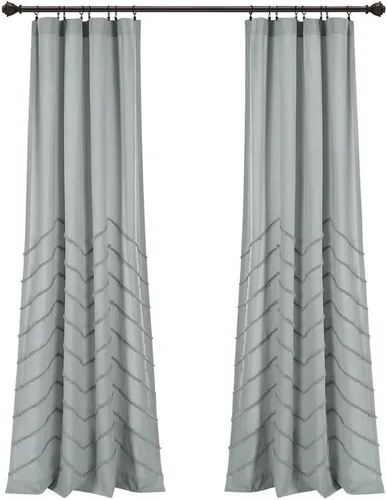 Vista 11 de Lush Decor Par de paneles de cortina de felpilla con cheurón gris claro (84 x 40 pulgadas)
