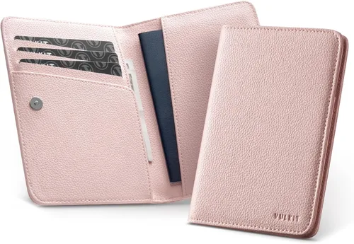 Vista 13 de VULKIT Soporte para pasaporte, cierre magnético, bloqueo RFID, cartera de viaje, funda para libro de pasaporte, soporte para tarjeta de embarque